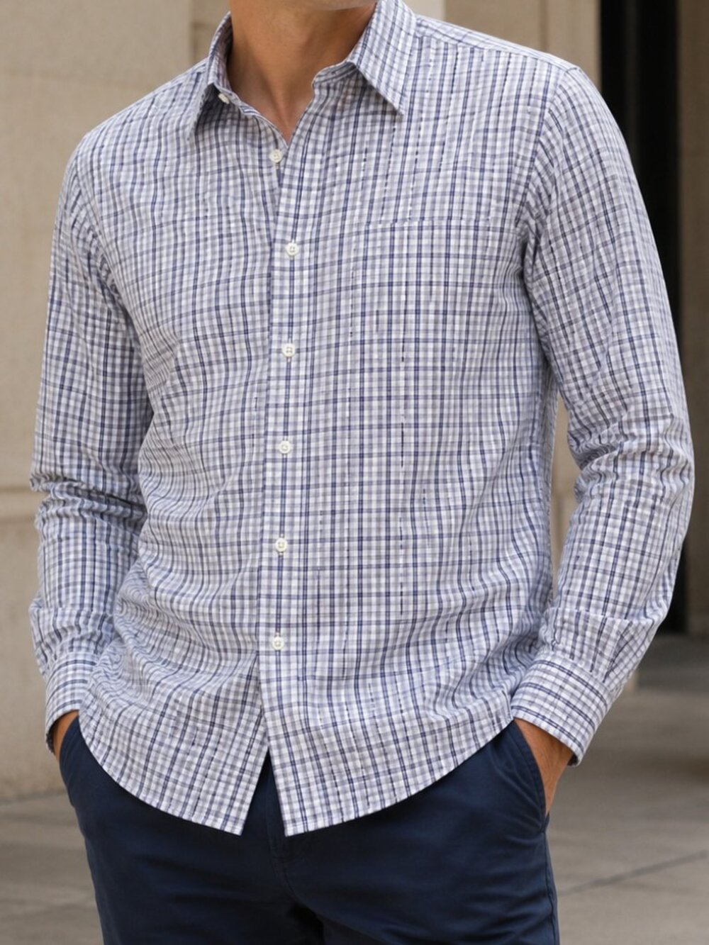 Brooks Brothers Long Sleeve Button Up Shirt Blue Plaid Men Size Large Cotton
